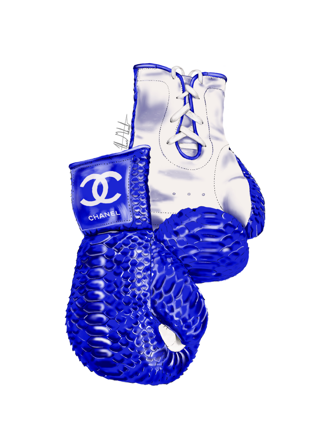 CHANEL BLUE BOXING GLOVES